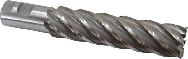 Interstate - 1-1/2", 6" LOC, 1-1/4" Shank Diam, 8-1/2" OAL, 6 Flute, High Speed Steel Square End Mill - Single End, Uncoated, Spiral Flute, 30° Helix, Right Hand Cut, Right Hand Flute - Americas Industrial Supply