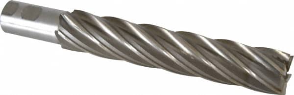 Interstate - 1-1/2", 8" LOC, 1-1/4" Shank Diam, 10-9/16" OAL, 6 Flute, High Speed Steel Square End Mill - Single End, Uncoated, Spiral Flute, 30° Helix, Right Hand Cut, Right Hand Flute - Americas Industrial Supply