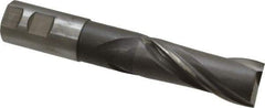 Interstate - 1-1/4", 3" LOC, 1-1/4" Shank Diam, 7-1/4" OAL, 2 Flute, High Speed Steel Square End Mill - Single End, Uncoated, Spiral Flute, 30° Helix, Centercutting, Right Hand Cut, Right Hand Flute - Americas Industrial Supply