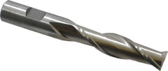 Interstate - 5/8", 2-1/2" LOC, 5/8" Shank Diam, 4-5/8" OAL, 2 Flute, High Speed Steel Square End Mill - Single End, Uncoated, Spiral Flute, 30° Helix, Centercutting, Right Hand Cut, Right Hand Flute - Americas Industrial Supply