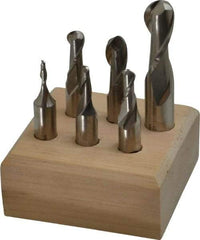 Made in USA - 1/8 to 1/2", 2 Flute Ball End Mill Set - Uncoated, High Speed Steel, Single End, Centercutting - Americas Industrial Supply