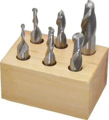 Interstate - 1/8 to 1/2", 2 Flute Ball End Mill Set - Uncoated, High Speed Steel, Single End, 3/8, 1/2" Shank Diam, Centercutting - Americas Industrial Supply