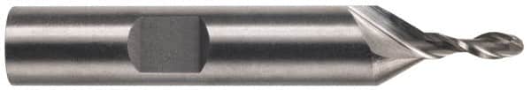 Weldon - 1" Diam, 2-1/4" LOC, 2 Flute High Speed Steel Ball End Mill - Uncoated, Single End, 4-3/4" OAL, 1" Shank Diam, Spiral Flute - Americas Industrial Supply