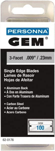 GEM - 100 Piece Steel Single Edge Blade - 1-1/2" OAL, 0.009" Blade Thickness - Americas Industrial Supply