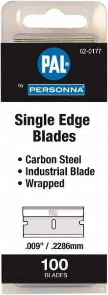 Personna - 100 Piece Steel Single Edge Blade - 1-1/2" OAL, 0.009" Blade Thickness - Americas Industrial Supply