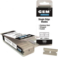 GEM - 100 Piece Stainless Steel Single Edge Blade - 1-1/2" OAL, 0.009" Blade Thickness - Americas Industrial Supply