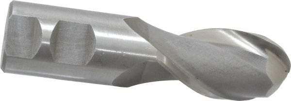 Interstate - 1-1/4" Diam, 2-1/2" LOC, 2 Flute High Speed Steel Ball End Mill - Uncoated, Single End, 5" OAL, 1-1/4" Shank Diam, Spiral Flute - Americas Industrial Supply
