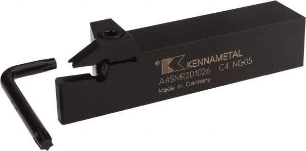 Kennametal - 1.02" Max Depth of Cut, 10mm Min Groove Width, 6" OAL, Right Hand Indexable Grooving Cutoff Toolholder - 10 Seat Size, 1-1/4" Shank Height x 1-1/4" Shank Width, A4..10.. Insert Style, A4SM Toolholder Style, Series A4 - Americas Industrial Supply