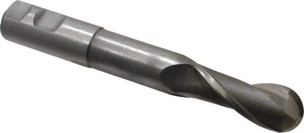 Interstate - 1" Diam, 2-1/2" LOC, 2 Flute High Speed Steel Ball End Mill - Uncoated, Single End, 7-1/4" OAL, 1" Shank Diam, Spiral Flute - Americas Industrial Supply