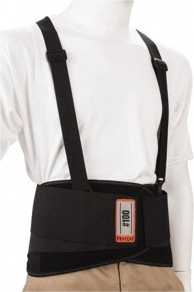 Ergodyne - Size 3XL, Hook & Loop, Spandex Belt with Adjustable Shoulder Straps - 46 to 52" Waist, 8" Wide, Detachable Strap, Black - Americas Industrial Supply
