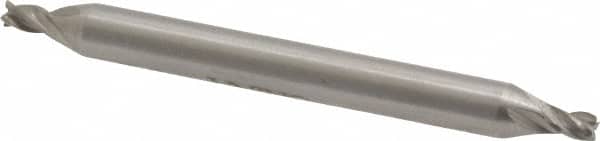 Interstate - 3/32", 5/32" LOC, 3/16" Shank Diam, 2" OAL, 4 Flute, High Speed Steel Square End Mill - Double End, Uncoated, Spiral Flute, Centercutting, Right Hand Cut, Right Hand Flute - Americas Industrial Supply