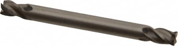 Interstate - 3/16", 9/32" LOC, 3/16" Shank Diam, 2" OAL, 4 Flute, High Speed Steel Square End Mill - Double End, Uncoated, Spiral Flute, Centercutting, Right Hand Cut, Right Hand Flute - Americas Industrial Supply