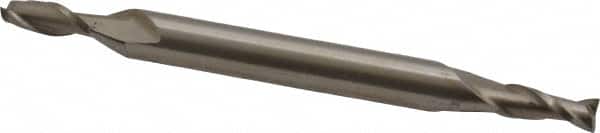 Interstate - 1/8", 3/8" LOC, 3/16" Shank Diam, 2-1/4" OAL, 2 Flute, High Speed Steel Square End Mill - Double End, Uncoated, Spiral Flute, 30° Helix, Centercutting, Right Hand Cut, Right Hand Flute - Americas Industrial Supply