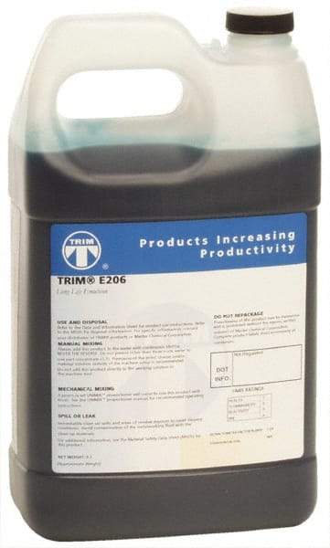 Master Fluid Solutions - Trim E206, 1 Gal Bottle Cutting & Grinding Fluid - Water Soluble, For Gear Hobbing, Heavy-Duty Broaching, High Speed Turning - Americas Industrial Supply