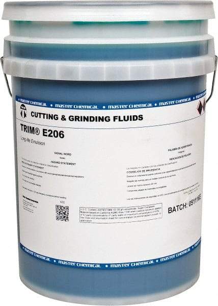 Master Fluid Solutions - Trim E206, 5 Gal Pail Cutting & Grinding Fluid - Water Soluble, For Gear Hobbing, Heavy-Duty Broaching, High Speed Turning - Americas Industrial Supply