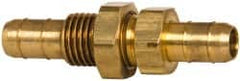 Parker - 1/4" Tube ID, Metal Barbed Bulkhead Tube Union - Brass, 3/8" Tube OD - Americas Industrial Supply