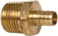 Parker - 3/8" Tube ID, 1/2-14 Thread, Metal Barbed Male Tube Connector - Brass, 1/2" Tube OD - Americas Industrial Supply