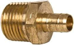 Parker - 3/8" Tube ID, 1/2-14 Thread, Metal Barbed Male Tube Connector - Brass, 1/2" Tube OD - Americas Industrial Supply