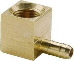 Parker - 11/64" Tube ID, 1/8-27 Thread, Metal Barbed Female Tube Elbow - Brass, 1/4" Tube OD - Americas Industrial Supply