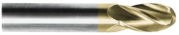 Atrax - 1/2" Diam, 2" LOC, 4 Flute Solid Carbide Ball End Mill - AlTiN Finish, Single End, 4" OAL, 1/2" Shank Diam - Americas Industrial Supply
