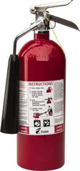 Kidde - 5 Lb, 10-A:80-B:C Rated, Carbon Dioxide Fire Extinguisher - 5-1/4" Diam x 17" High, 850 psi, 8' Discharge in 9 sec, Rechargeable, Aluminum Cylinder - Americas Industrial Supply