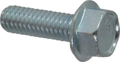 Value Collection - 5/16-18 UNC, 1" Length Under Head, Hex Drive Flange Bolt - 1" Thread Length, Grade 2 Steel, Serrated Flange, Zinc-Plated Finish - Americas Industrial Supply