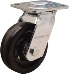 Hamilton - 5" Diam x 1-1/2" Wide x 6-1/2" OAH Top Plate Mount Swivel Caster - Phenolic, 550 Lb Capacity, Straight Roller Bearing, 4 x 4-1/2" Plate - Americas Industrial Supply