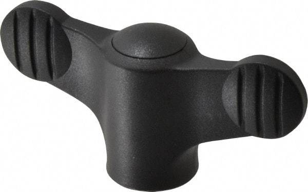 KIPP - 5/16-18 Hole Thread, 2.95" Head Length, Thermoplastic, Tapped Bar / Wing Knob - 0.55" Hole Depth, 1.38" Hub Diam, 0.65" Hub Height, Black - Americas Industrial Supply