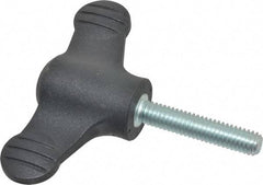 KIPP - 2.95" Head Length, Thermoplastic, Threaded Stem Bar / Wing Knob - 1.38" Hub Diam, 0.65" Hub Height, Black - Americas Industrial Supply