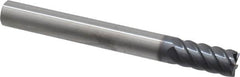 SGS - 1/2", 1-3/32" LOC, 1/2" Shank Diam, 4-1/2" OAL, 6 Flute, Solid Carbide Square End Mill - Single End, AlTiN Finish, Spiral Flute, 45° Helix, Centercutting, Right Hand Cut, Right Hand Flute, Series 57 - Americas Industrial Supply