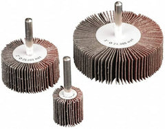 Superior Abrasives - 3" Diam x 3/4" Face Width, Fine Aluminum Oxide Coated Mounted Flap Wheel - 1/4-20 Threaded Mount, 120 Grit, 20,000 Max RPM - Americas Industrial Supply