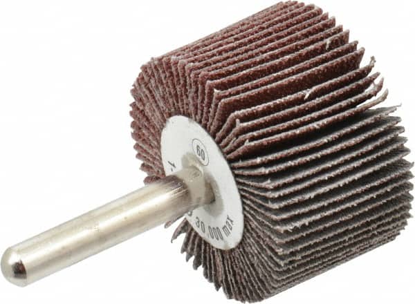 Camel Grinding Wheels - 1-1/2" Diam x 1" Face Width, Medium Aluminum Oxide Coated Mounted Flap Wheel - 1/4" Shank Mount, 60 Grit, 30,000 Max RPM - Americas Industrial Supply