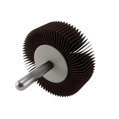 Camel Grinding Wheels - 2" Diam x 1/2" Face Width, Fine Aluminum Oxide Coated Mounted Flap Wheel - 1/4" Shank Mount, 120 Grit, 25,000 Max RPM - Americas Industrial Supply