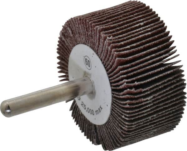 Camel Grinding Wheels - 2" Diam x 1" Face Width, Medium Aluminum Oxide Coated Mounted Flap Wheel - 1/4" Shank Mount, 60 Grit, 25,000 Max RPM - Americas Industrial Supply