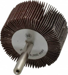 Camel Grinding Wheels - 2" Diam x 1" Face Width, Medium Aluminum Oxide Coated Mounted Flap Wheel - 1/4" Shank Mount, 80 Grit, 25,000 Max RPM - Americas Industrial Supply