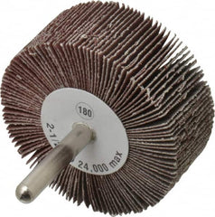 Camel Grinding Wheels - 2-1/2" Diam x 1" Face Width, Very Fine Aluminum Oxide Coated Mounted Flap Wheel - 1/4" Shank Mount, 180 Grit, 23,000 Max RPM - Americas Industrial Supply