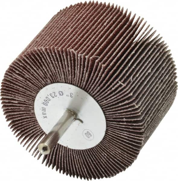 Camel Grinding Wheels - 3" Diam x 2" Face Width, Medium Aluminum Oxide Coated Mounted Flap Wheel - 1/4" Shank Mount, 60 Grit, 20,000 Max RPM - Americas Industrial Supply
