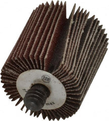 Camel Grinding Wheels - 1" Diam x 1" Face Width, Fine Aluminum Oxide Coated Mounted Flap Wheel - 1/4-20 Threaded Mount, 120 Grit, 30,000 Max RPM - Americas Industrial Supply
