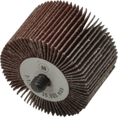Camel Grinding Wheels - 1-1/2" Diam x 1" Face Width, Medium Aluminum Oxide Coated Mounted Flap Wheel - 1/4-20 Threaded Mount, 80 Grit, 30,000 Max RPM - Americas Industrial Supply