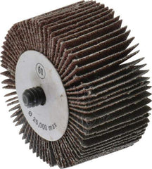 CGW Abrasives - 2" Diam x 1" Face Width, Medium Aluminum Oxide Coated Mounted Flap Wheel - 1/4-20 Threaded Mount, 60 Grit, 25,000 Max RPM - Americas Industrial Supply
