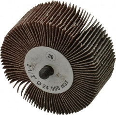 CGW Abrasives - 2-1/2" Diam x 1" Face Width, Medium Aluminum Oxide Coated Mounted Flap Wheel - 1/4-20 Threaded Mount, 80 Grit, 25,000 Max RPM - Americas Industrial Supply
