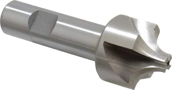 Interstate - 15/32" Radius, 1-3/8" Mill Diam, 4 Flute High Speed Steel Corner Rounding End Mill - Single End, Uncoated, 3-3/4" OAL, 3/4" Shank Diam - Americas Industrial Supply