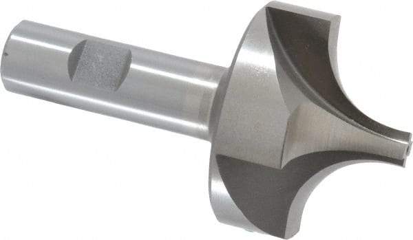 Interstate - 13/16" Radius, 2-1/4" Mill Diam, 4 Flute High Speed Steel Corner Rounding End Mill - Single End, Uncoated, 4-1/8" OAL, 3/4" Shank Diam - Americas Industrial Supply