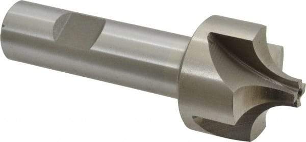 Interstate - 7/16" Radius, 1-3/8" Mill Diam, 4 Flute High Speed Steel Corner Rounding End Mill - Single End, Uncoated, 3-3/4" OAL, 3/4" Shank Diam - Americas Industrial Supply