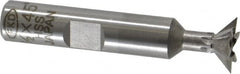 Interstate - 1/2" Diam x 1/4" Width of Cut, 45° Included Angle, High Speed Steel Dovetail Cutter - 3/8" Shank Diam, 1-7/8" Shank Length, 2-1/8" Overall Length - Americas Industrial Supply