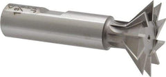 Interstate - 1-3/8" Diam x 9/16" Width of Cut, 45° Included Angle, High Speed Steel Dovetail Cutter - 5/8" Shank Diam, 2-5/16" Shank Length, 2-7/8" Overall Length - Americas Industrial Supply