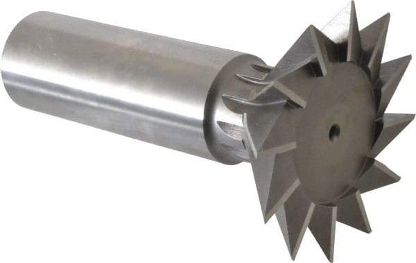 Interstate - 2-1/4" Diam x 1-1/16" Width of Cut, 45° Included Angle, High Speed Steel Dovetail Cutter - 1" Shank Diam, 2-11/16" Shank Length, 3-3/4" Overall Length - Americas Industrial Supply