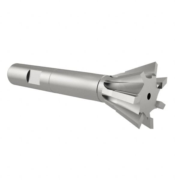 Interstate - 3/4" Diam x 5/16" Width of Cut, 60° Included Angle, High Speed Steel Dovetail Cutter - 3/8" Shank Diam, 2-1/8" Overall Length, Uncoated - Americas Industrial Supply