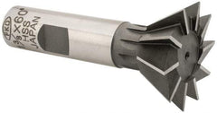 Interstate - 1-3/8" Diam x 9/16" Width of Cut, 60° Included Angle, High Speed Steel Dovetail Cutter - 5/8" Shank Diam, 2-7/8" Overall Length, Uncoated - Americas Industrial Supply