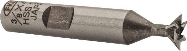 Interstate - 3/8" Diam x 3/16" Width of Cut, 45° Included Angle, Cobalt Dovetail Cutter - 3/8" Shank Diam, 1-15/16" Shank Length, 2-1/8" Overall Length - Americas Industrial Supply